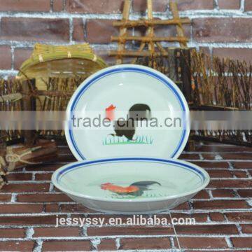 Taiwan Rooster Decoration Cheap Porcelain Round DInner Plate