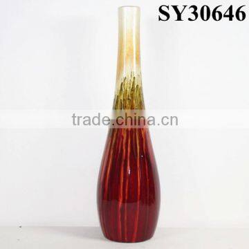 Double color glazed ceramic decoration flower tall vase