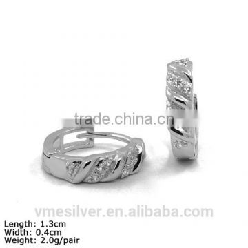 [EZE-0073] 925 Sterling Silver Earring with CZ Stone, Hoop Earring, Accessories for Woman, 925 Earring Hooks, Earring
