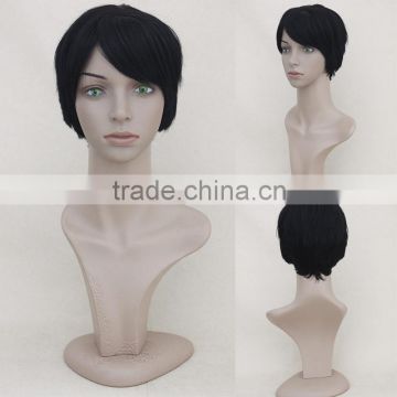 Cheap Fashion synthetic hair short wig black color