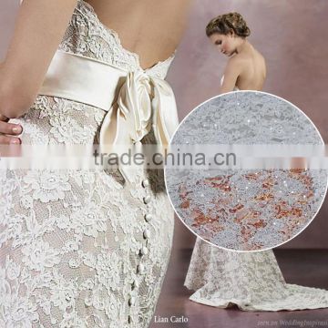 2016 popular design wholesale lace/cord embroidery lace fabric for wedding
