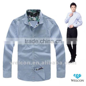 long sleeve 2012 blue plaid slim fit 100% cotton Casual style business dress latest brand design fashion men shirt custom