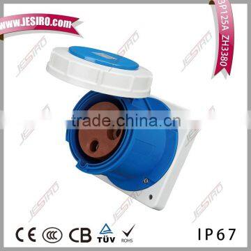 IP67 3p 125A Industrial Plug and socket panel mounting