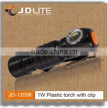 1W plastic flashlight with clip magnetic mini led flashlight small torch light