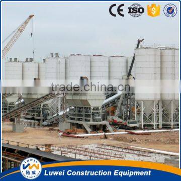 Concrete batching plant with bolted type powder storage silo for cement