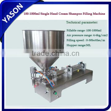 100-1000ml Single head horizontal pneumatic paste filling machine 1000 ml stainless steel sauce shampoo cream