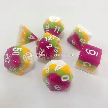 factory muti-color mixed plastic acrylic dice/muti-side dice
