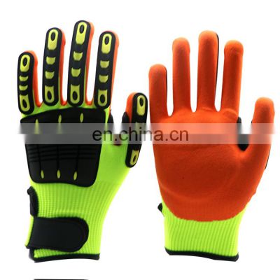 Oil field Industry Mechanic TPR impact puncture cut resistant glove with sponge palm