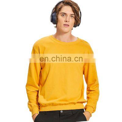 2021 autumn new men's solid color Korean casual handsome all-match men's long-sleeved T-shirt  brand INS round neck sweater