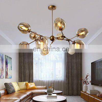 Modern LED Chandelier Lighting Living Room Kitchen Loft Villa Glass Ball Nordic Hanging LED Pendant Lamp