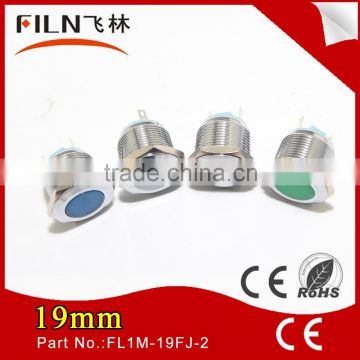 New style 19mm dia metal waterproof flat head red and green led indicator light with pins