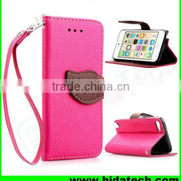 Wholesale Leaf Magnetic Buckle Leather Flip Cover Case for Apple iPhone with Strap