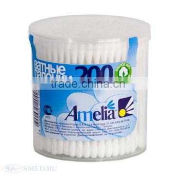 Absorbent pure cotton and double-tipped plastic stick cotton buds