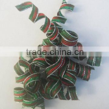HOT SALE ! Red/ Green Metallic Woven Ribbon Curly Swirls, Fabric Ribbon Gift Bow, Woven Ribbon Christmas Tree Bow