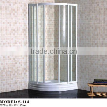 S114 90X90X195cm 4mm white aluminium shower enclosure