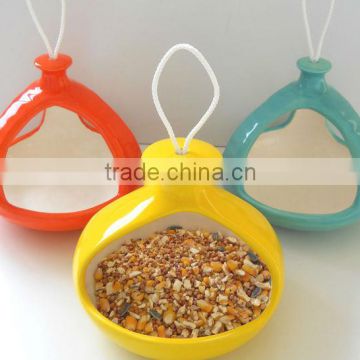 glazed ceramic bird feeder