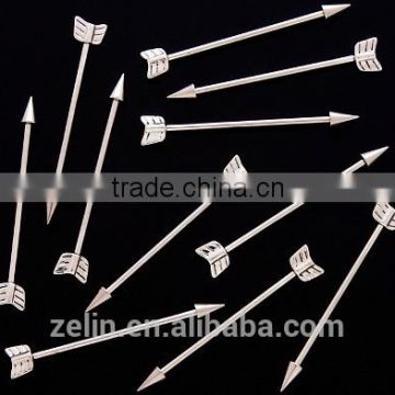 Surgical steel arrow industrial barbell body piercing jewelry