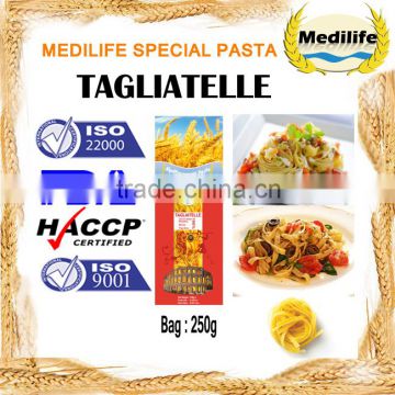 High quality Tagliatelle, Tagliatelle Pasta 250g Bag , Low Calorie Tagliatelle ISO Certified.