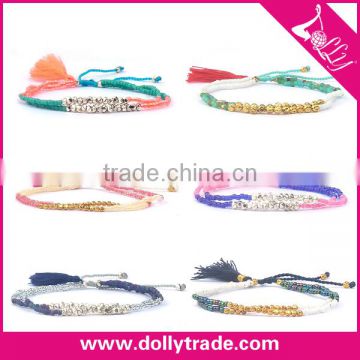 High quality mix color tassels bracelet handmade wrap bead bracelet