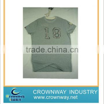 Mens snow wash with raw edge and dull embroidery design t-shirt