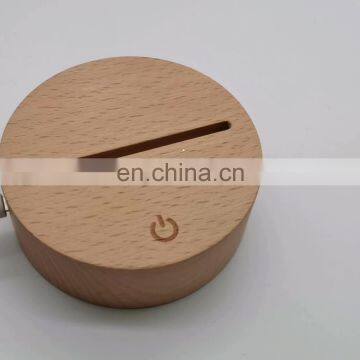 5mm Slot USB touch switch para lampara led  7 Colors Changing wooden base For 3D Illusion human profile acrylic lamp