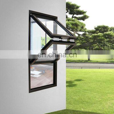 Rogenilan AS2047 Kitchen Vertical Bi-Folding Aluminum Double Glazing Windows Slim Black Frame Design with D pull Handle Hinges