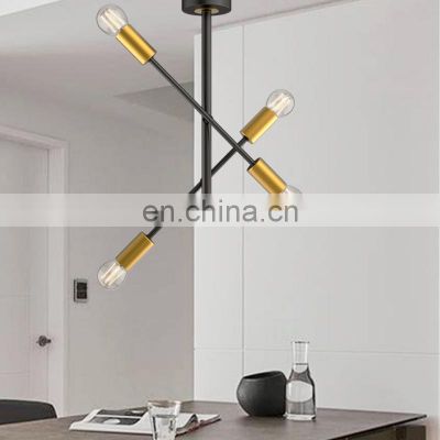 HUAYI Simple Style Iron Gold Black Color Indoor Living Room Bedroom Modern Hanging LED Pendant Light
