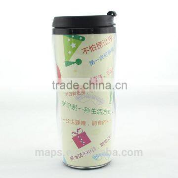 double wall plastic mug &cups with insert paper