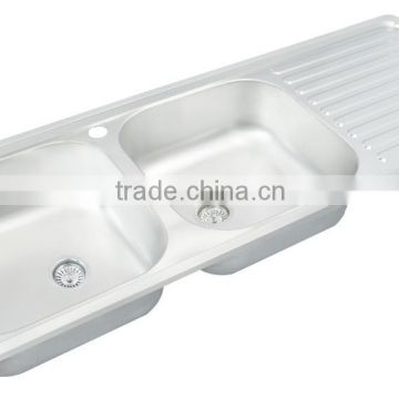 1200*440mm XAL12044 double bowl stainless steel sink satin mat or polish finish for south america