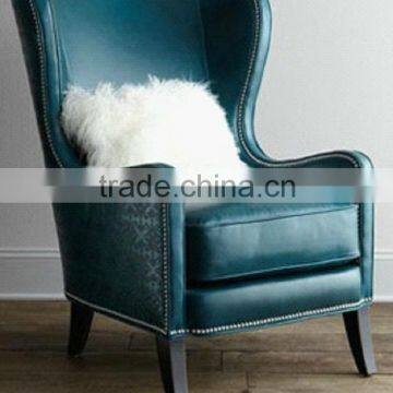 Classical floral leather wooden frame hotel chair XYD445