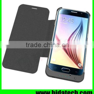 2015 New Product G9200 Flip Leather Battery Charger Case for Samsung Galaxy S6 Wholesaler