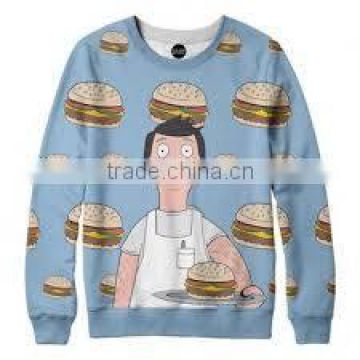 100% Polyester Pullover Crew Neck Sublimated Sweat Shirt with Burger man artwork