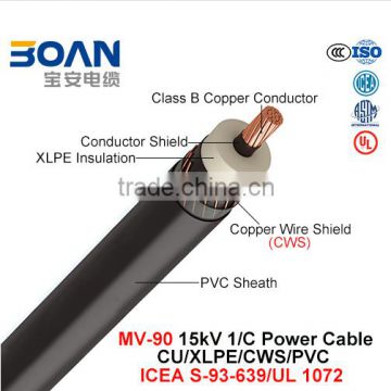 Mv-90 Power Cable 15 Kv 1/C Cu/XLPE/Cws/PVC ICEA S-93-639/NEMA WC74/UL 1072