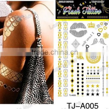 star heart temporary sticker ,gold & silver body tatoo stickers