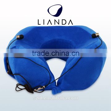 Luxury u shaped carry bag folding heated travel neck pillow