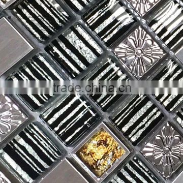 kitchen design mosaic, glass mix aluminum mosaic, hand painted art mosaic(PM230285)