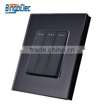 Black Triple Aluminum frame with 3gang 2way pull switch,output 5v 1A usb socket,french type socket