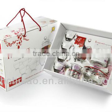 Clear glass tea gift set with glass base & 4cups