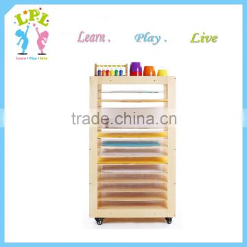 Wholesale high quality 14 shelves mobile wood paint drying rack for painting