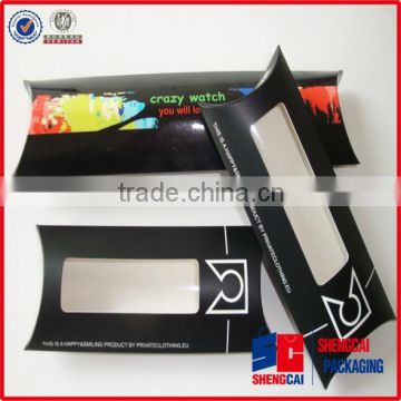 New design paper box with window custom paper pillow box with logo print small pillow box