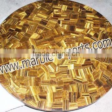 Yellow Tiger Eye Round Table Top