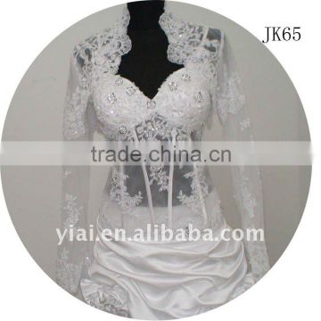 JK65 women Beaded Long sleeves wedding jacket