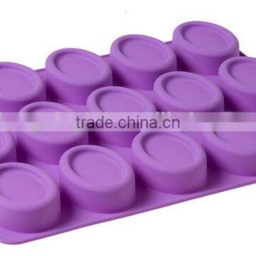 15 Cavity Oval Shaped Silicone Handmade Flexible Cake Soap Mold