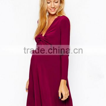 Maternity Exclusive Swing Dress With Twist Front