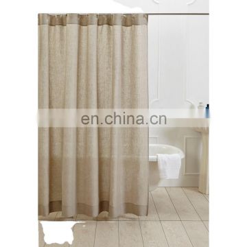 100% Natural Soft Linen Material Ready-Made Hemp Shower Curtain for SPA Bath Decor