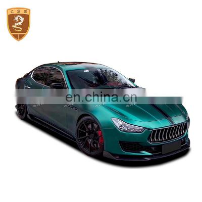 CSS Carbon Fiber Car Front Bumper Lips Splitter Spoiler Side Skirt Extensions Body Kit For Maserati Ghibli 2018-2020