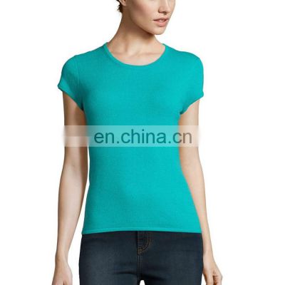 Womens Knitted Short Sleeve Cashmere Sweater T-shirt