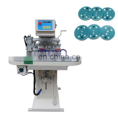Manual pneumatic tampography garment button sanitary  used 4 color pad printing machine