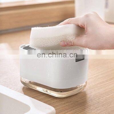 Clear Window Refillable Custom Soap Case Box Kitchen Foaming Soap Dispensing With Sponge Holder Automatic Liquid Soap Dispenser