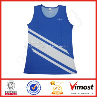 Blue and White Customized Sublimation Singlet of 100% Polyester